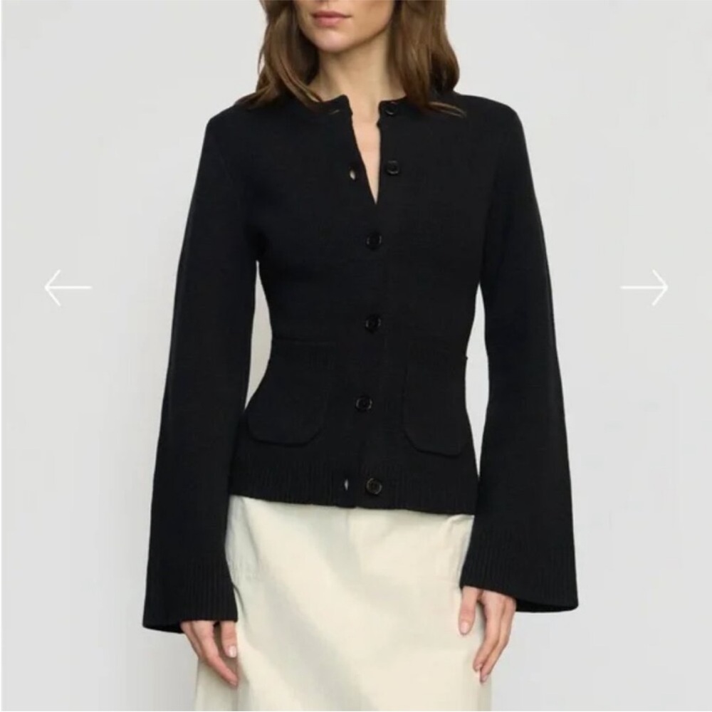 Modern Citizen Eames Organic Cotton-Wool Black Minimalist Cardigan Sweater M - Picture 9 of 14